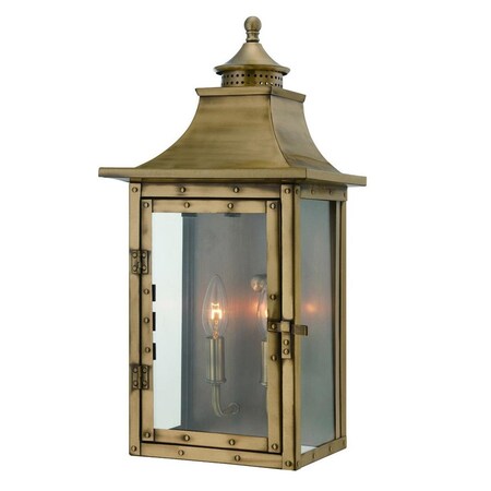 Homeroots 19.75 x 10 x 7 in. St. Charles 2-Light Aged Brass Wall Light 398417